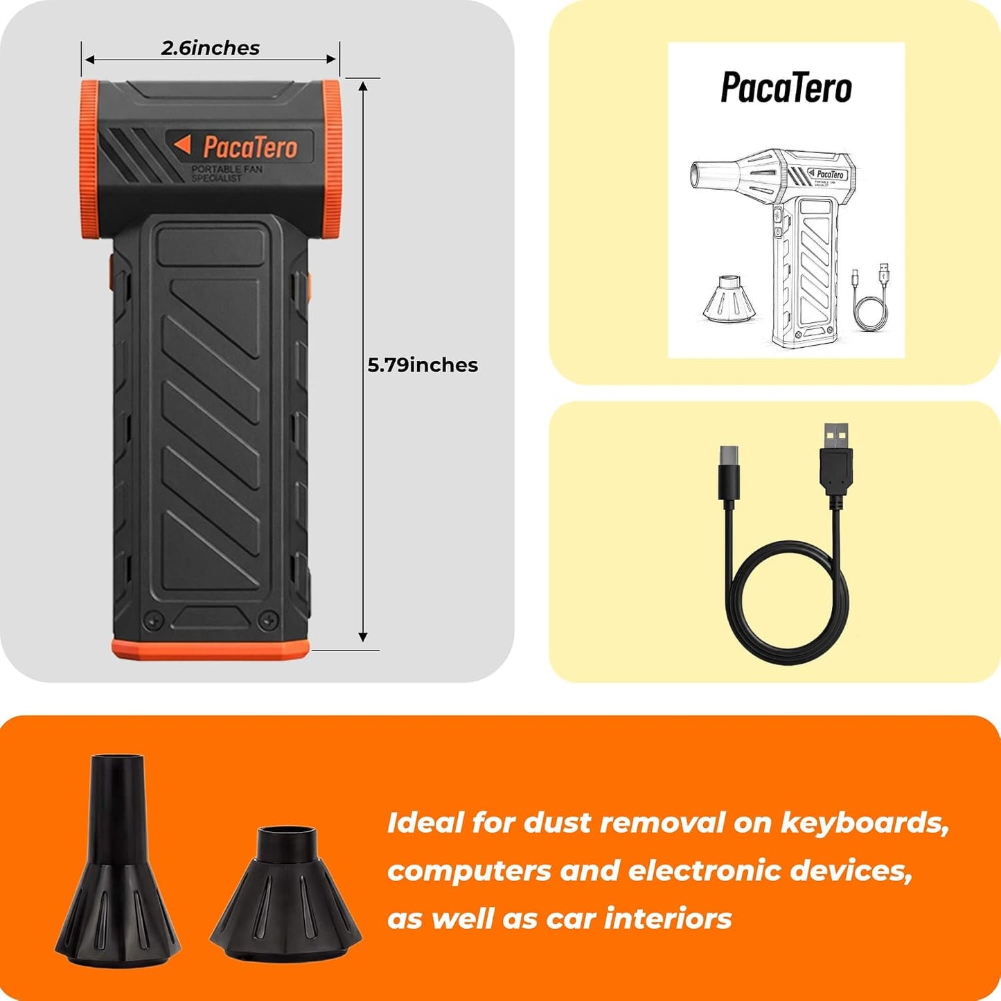 10000mAh Electric Cordless 150000RPM Adjustable Air Duster for PC Keyboard | 3-Gear Compressed Air Blower with Fast Charging, Portable Rechargeable Cleaner for Laptop, Electronics, Car Dust Cleaning