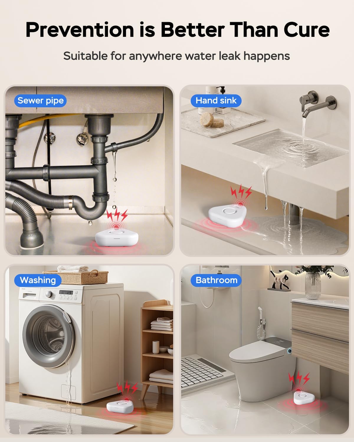 Water Detector Sensor,Water Leak Detectors for Home with App Alerts,Water Alarm with 120db Adjustable Alarm,500ft Transmission for Basement, Bathroom, Laundry, No Hub Required (Support 2.4G)
