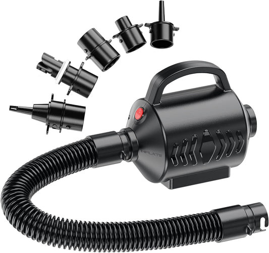 MAACLOUD Electric Air Pump for Inflatable Pool Toys: High Power Quick-Fill | 2 in 1 Inflator Deflator for Pool Float Mattress Raft Gymnastics Track Mat, Portable, 5 Nozzles, AC 110-120V (400W)