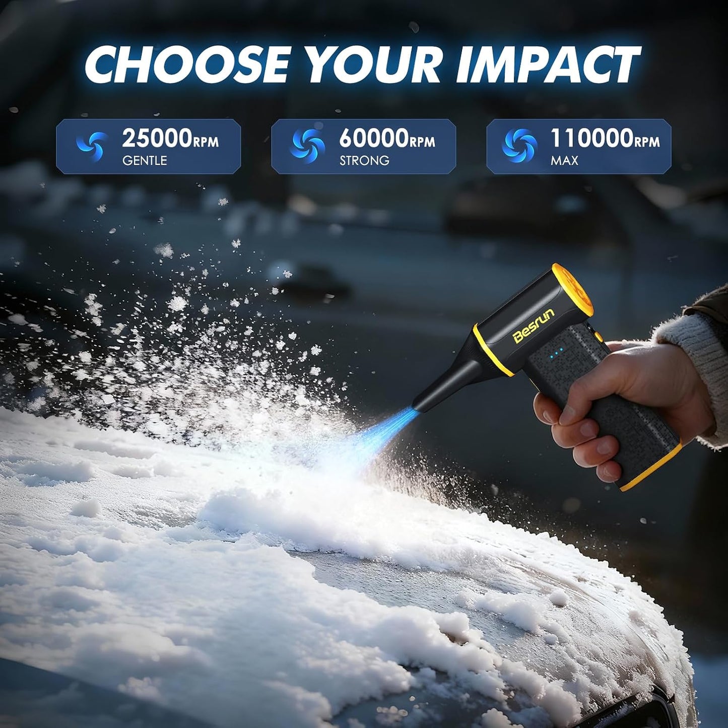 Electric Air Duster - 110,000 RPM Compressed Air Duster, 120W Cordless Air Blower for Computer Keyboard，House, Outdoor & Car, 3-Speed Rechargeable Mini Turbo Fan, Type-C Fast Charge (X113)