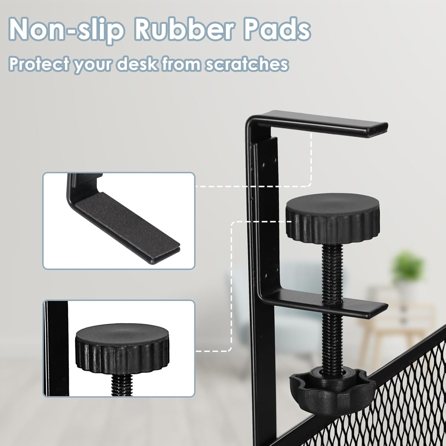 Cable Management, 25'' Cable Management Under Desk, Cable Tray | No Drill Under Desk Cable Management Tray, Cord Organizer with Clamp for Standing Desk, Desk Organizer for Home Office