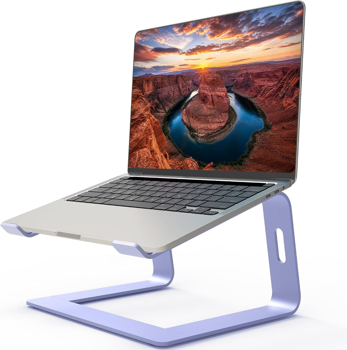 Orionstar Ergonomic Laptop Stand, Premium 5mm Aluminum Riser for 10-15.6 Inch Notebook Computer, Tool-Free Detachable Elevator Holder for Desk Office, Sturdy Riser for Eye-Level Neck Relief (Purple)