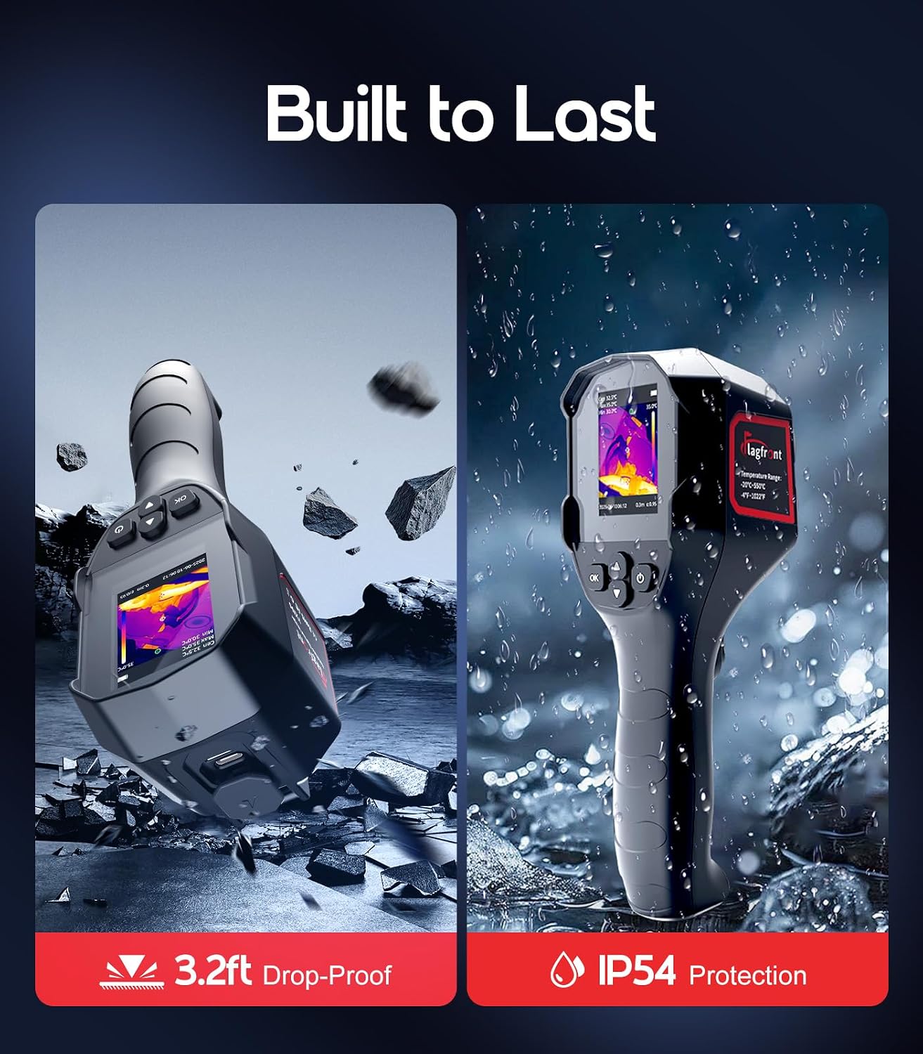 Thermal Camera, 240 x 240 TISR Resolution for Home Inspection | 25Hz Refresh Rate , -4°F to 1022°F Temp Range with High/Low Temperature Alarm, 50°FOV Handheld Thermal Imaging Camera