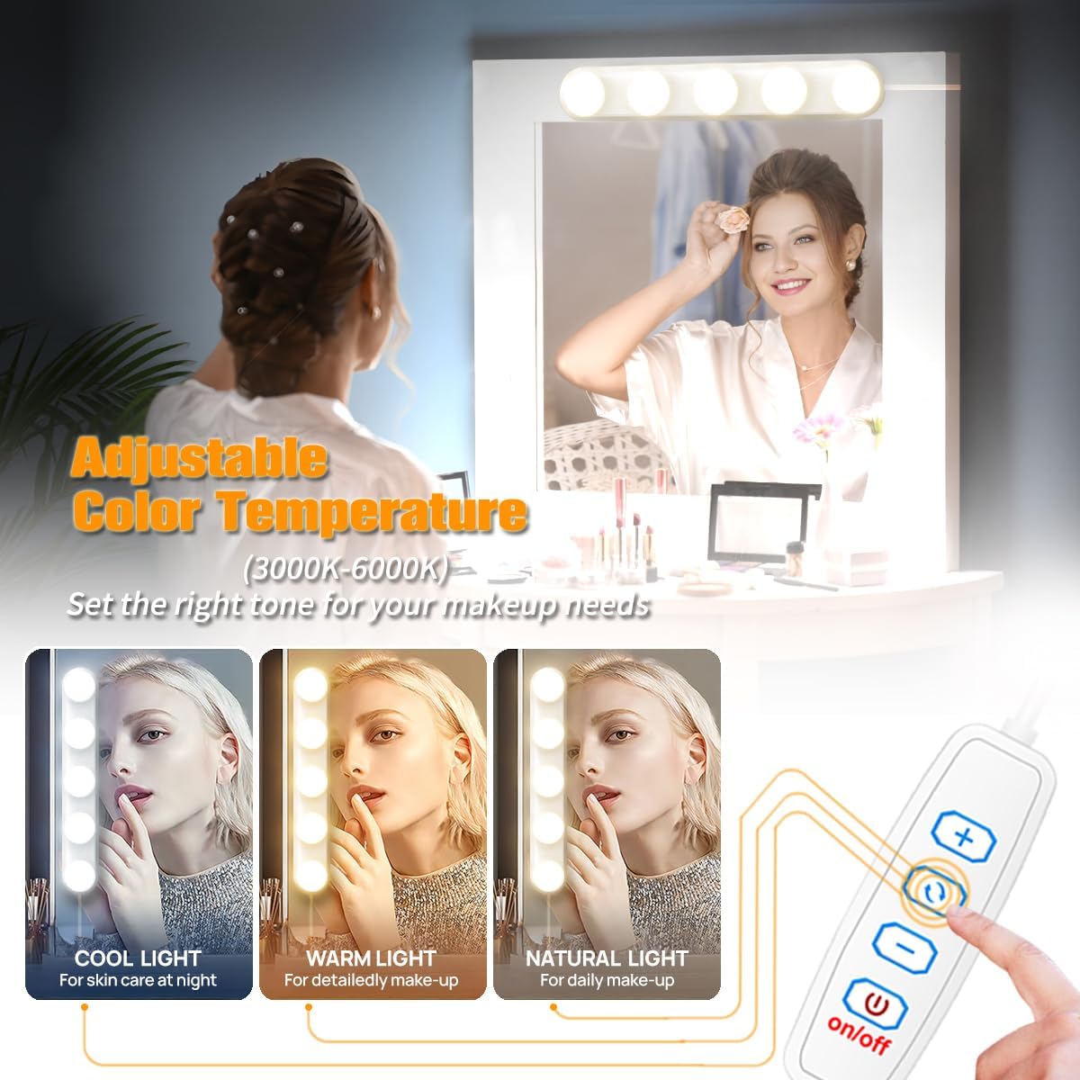 Makeup Light,Portable Led Vanity Lights | 3 Colors Lighting Mode Adjustable & Dimmable for Vanity Table Dressing Room Mirror