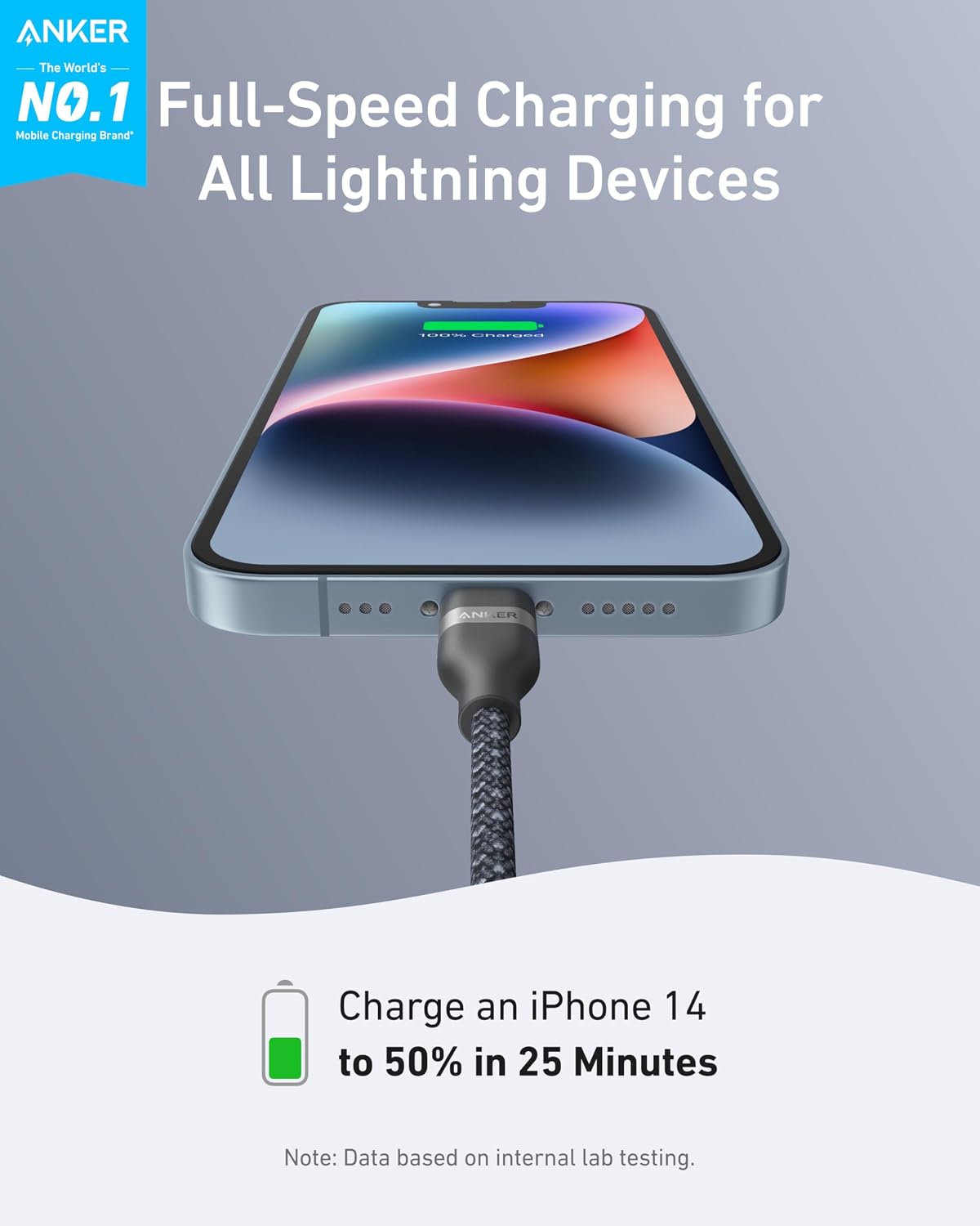 Anker USB C to Lightning Cable, Upcycled-Braided Cord (3 ft) | Ultra-Fast Charging, for iPhone 14 / 13 / 12 / 11 Series and More