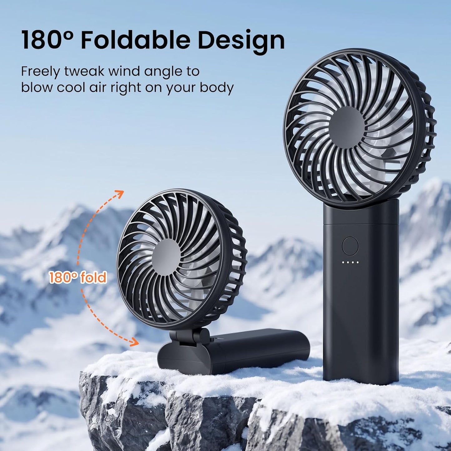 HandFan 2026 𝐔𝐩𝐠𝐫𝐚𝐝𝐞𝐝 Handheld Fan, Hands Free Necklace Fan with lanyard, 8000𝐦𝐀𝐡, 38 Hours Cooling Runtime,180° Foldable (Black)