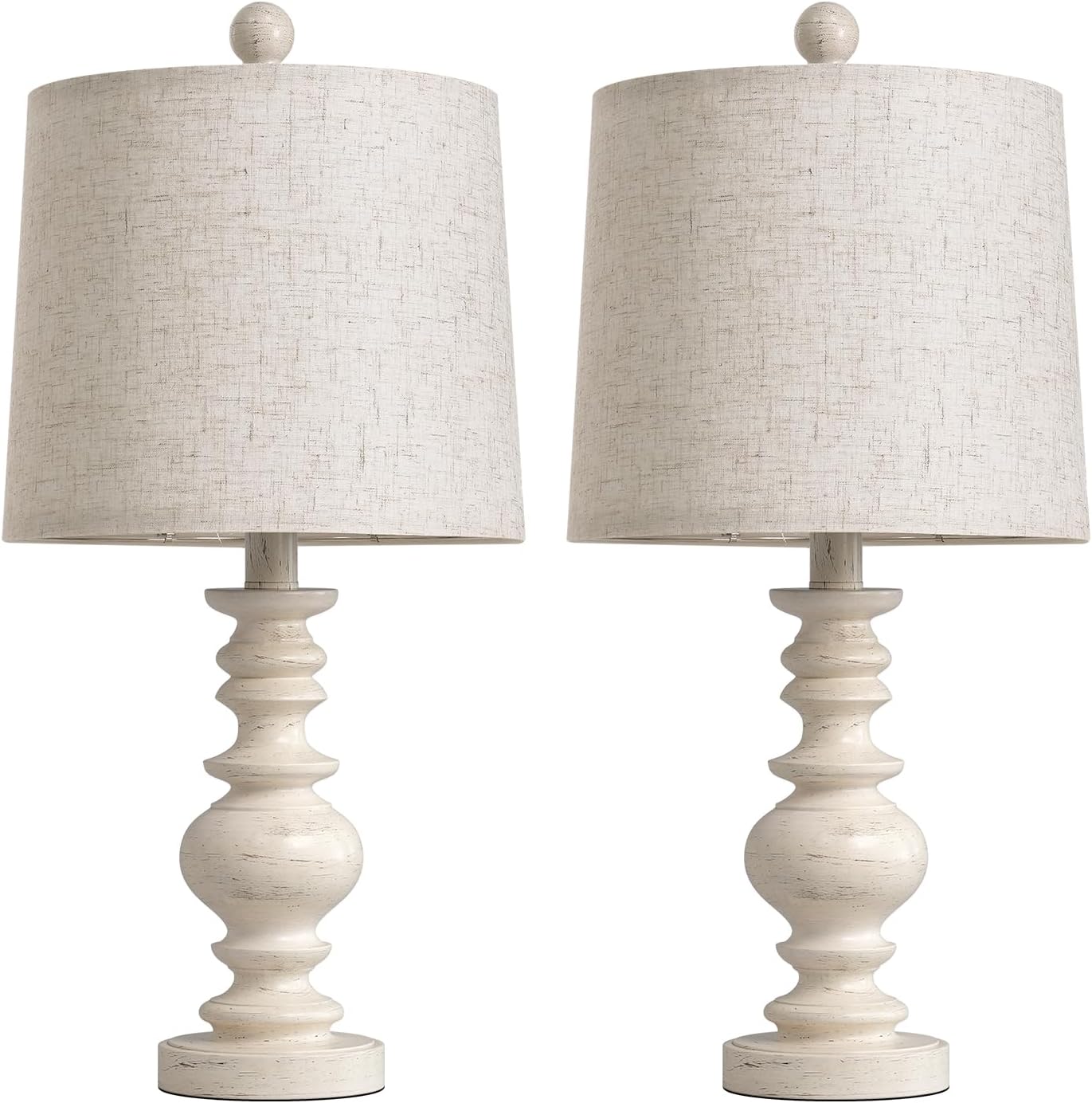 BOBOMOMO Tradition 20.5" Rustic Table Lamp Set of 2 for Living Room Farmhouse Bedside Desk Lamps Bedroom Nightstand Vintage Lamps Linen Washed（Suitable for Decorating Small Areas）