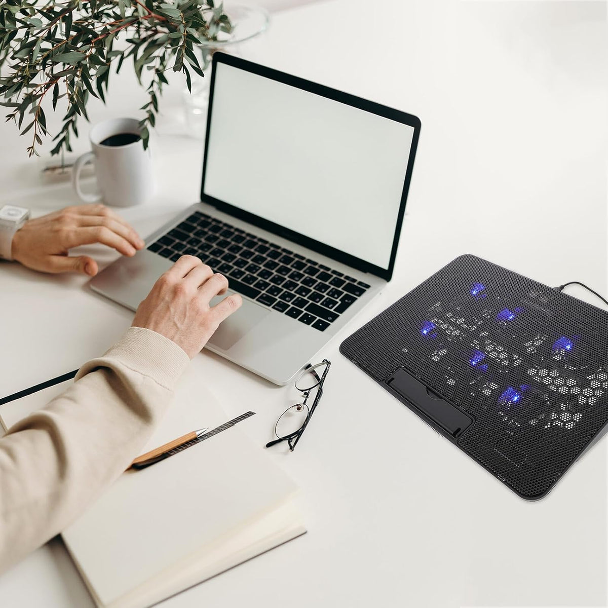 Kisangel Laptop Cooling Pad, 6 Fan Silent Cooler Stand for 15.6 in Notebook