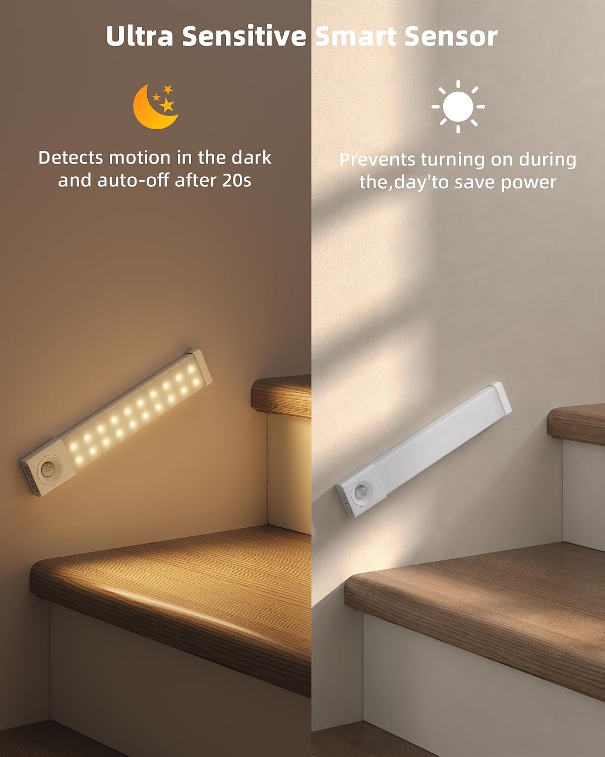 EZVALO 6-Pack Motion Sensor Under Cabinet Lighting with Charging Station