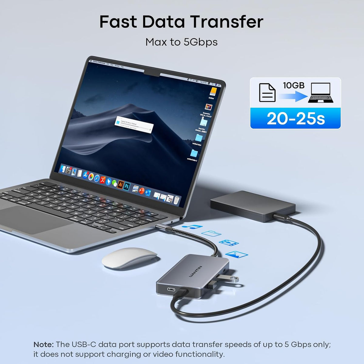 UANTIN Laptop Docking Station 3 Monitors, 8-in-1 USB C Dock with 2 HDMI, DP