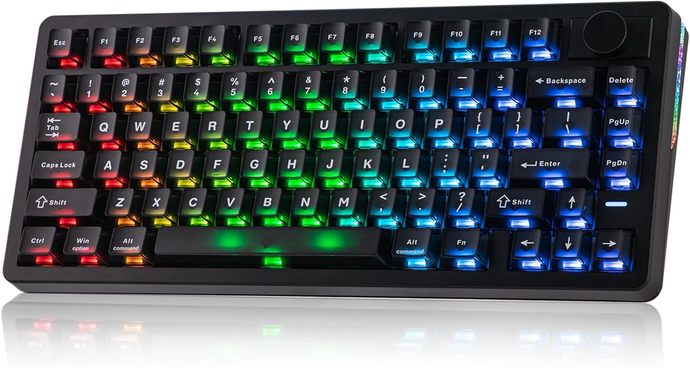 EPOMAKER HE75 V2 Hall Effect Gaming Keyboard, 8K Polling & 0.1ms, 8000mAh & 2.4Ghz/BT, Hot Swap Key & Knob, 0.005mm Adjustable Actuation, Rapid Triggering, Creamy & Thocky (Black)