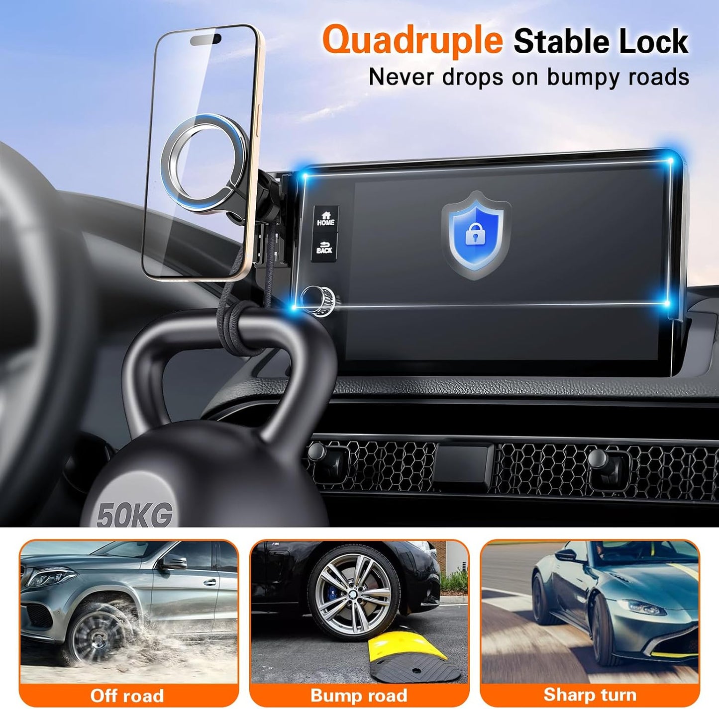 pop-tech Car Phone Holder for Honda CR-V HR-V 2023 2024 2025 2026: for MagSafe Magnetic Cell Phone Mount for HRV CRV Accessories 7/9 inch Screen - Touchscreen Cradles Strong Magnets for iPhone Samsung