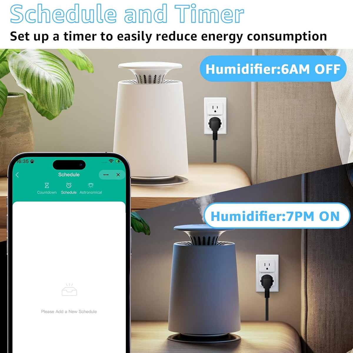 Greencycle WiFi Plug with Switch,App/Voice/Wireless Switch 3 Ways Control