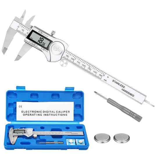 Electronic Digital Calipers, inch and Millimeter Conversion,LCD Screen displays 0-6" Caliper Measuring Tool, Automatic Shutdown, Suitable for DIY/Jewelry Measurement (150mm inch/mm/Fraction)