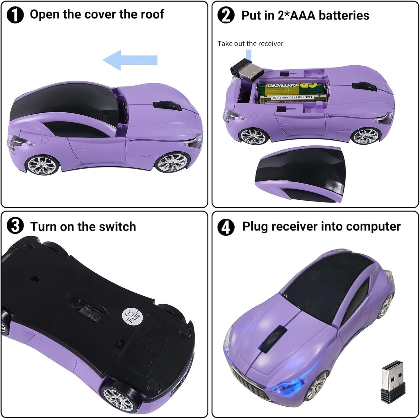elec Space Car Mouse, Wireless Mouse (Purple)