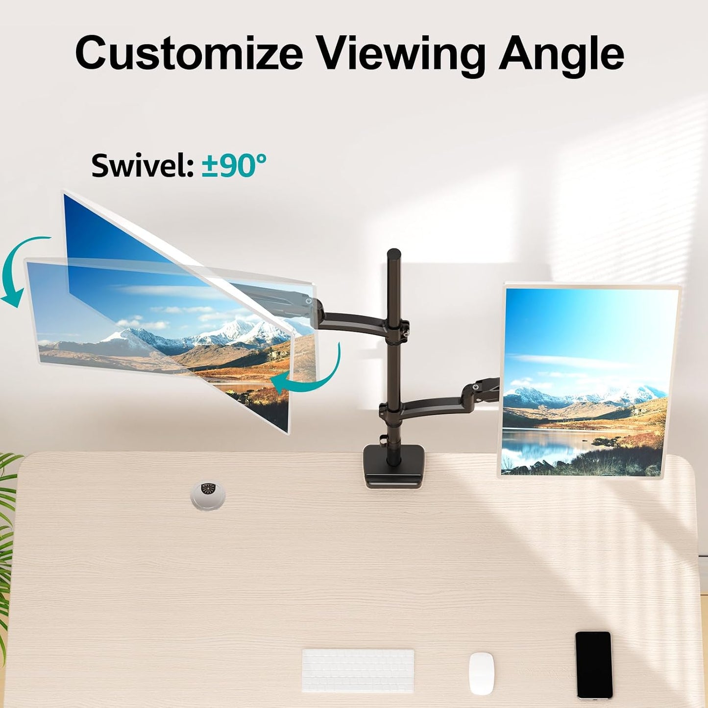 MOUNT PRO Vertical Dual Monitor Mount, Stacked Monitor Stand for 2 Computer Screens up to 32 inches, Full Motion Adjustable Tall Display Desk Mount, Each Arm Holds up to 17.6lbs, VESA Mount