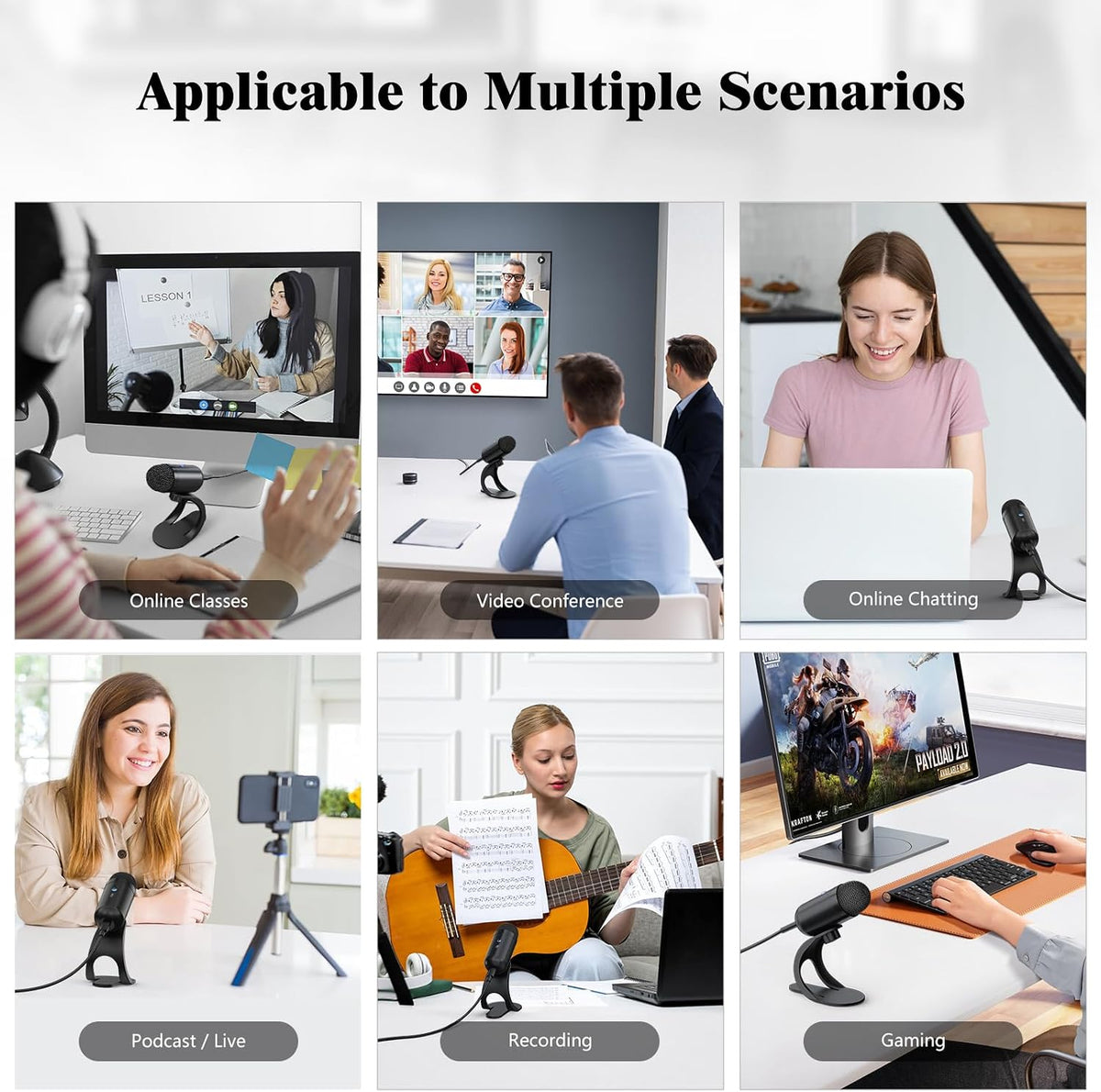 LIANGSTAR USB Computer Microphone, Podcast Mic Desktop with Mute Button for Recording Streaming, Omnidirectional Condenser, Plug&Play Stand with Volume Control for PC, Laptop, Mac, YouTube