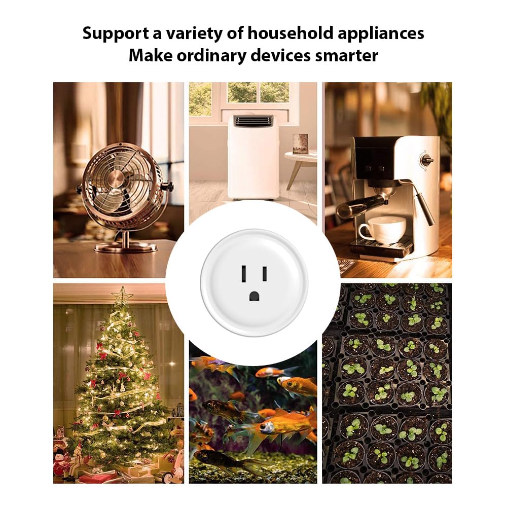 Smart Plugs 4 Packs, WiFi Smart Outlet Compatible with TY App & Voice Control, Remote Control & Timer Schedule Function, 10A Mini Smart Plug for Home Appliances, 2.4GHz WiFi Only