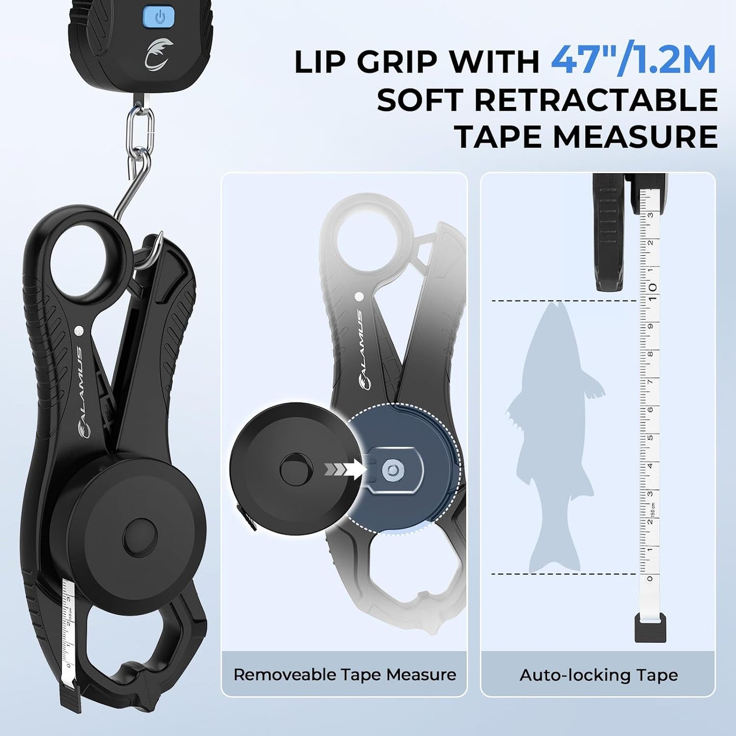 Calamus DriftWave Fishing Tool Kit, Fishing Gear, Fish Gift for Men | Multi-Function Tool Kit, Corrosion-Resistant Pliers, Fish Lip Gripper with Tape Measure, Digital Fish Scale
