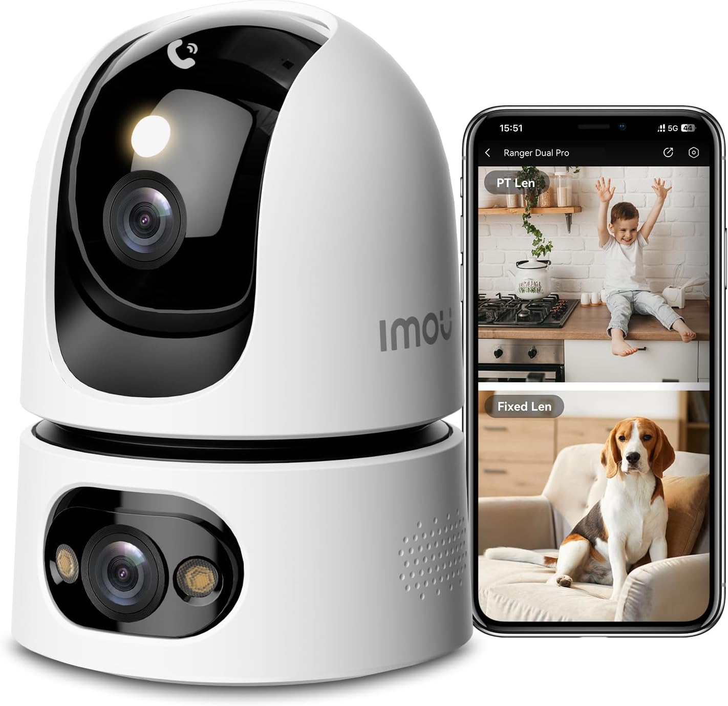 Imou 6MP Indoor Security Camera, Dual-Lens 360°Pan-Tilt Baby Monitor & Pet Camera for Home Security, Color Night Vision, Human/Pet/Sound/Motion Detection, 2.4/5GHz WiFi, Cloud & SD Card Local Storage