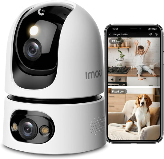 Imou 6MP Indoor Security Camera, Dual-Lens 360°Pan-Tilt Baby Monitor & Pet Camera for Home Security, Color Night Vision, Human/Pet/Sound/Motion Detection, 2.4/5GHz WiFi, Cloud & SD Card Local Storage