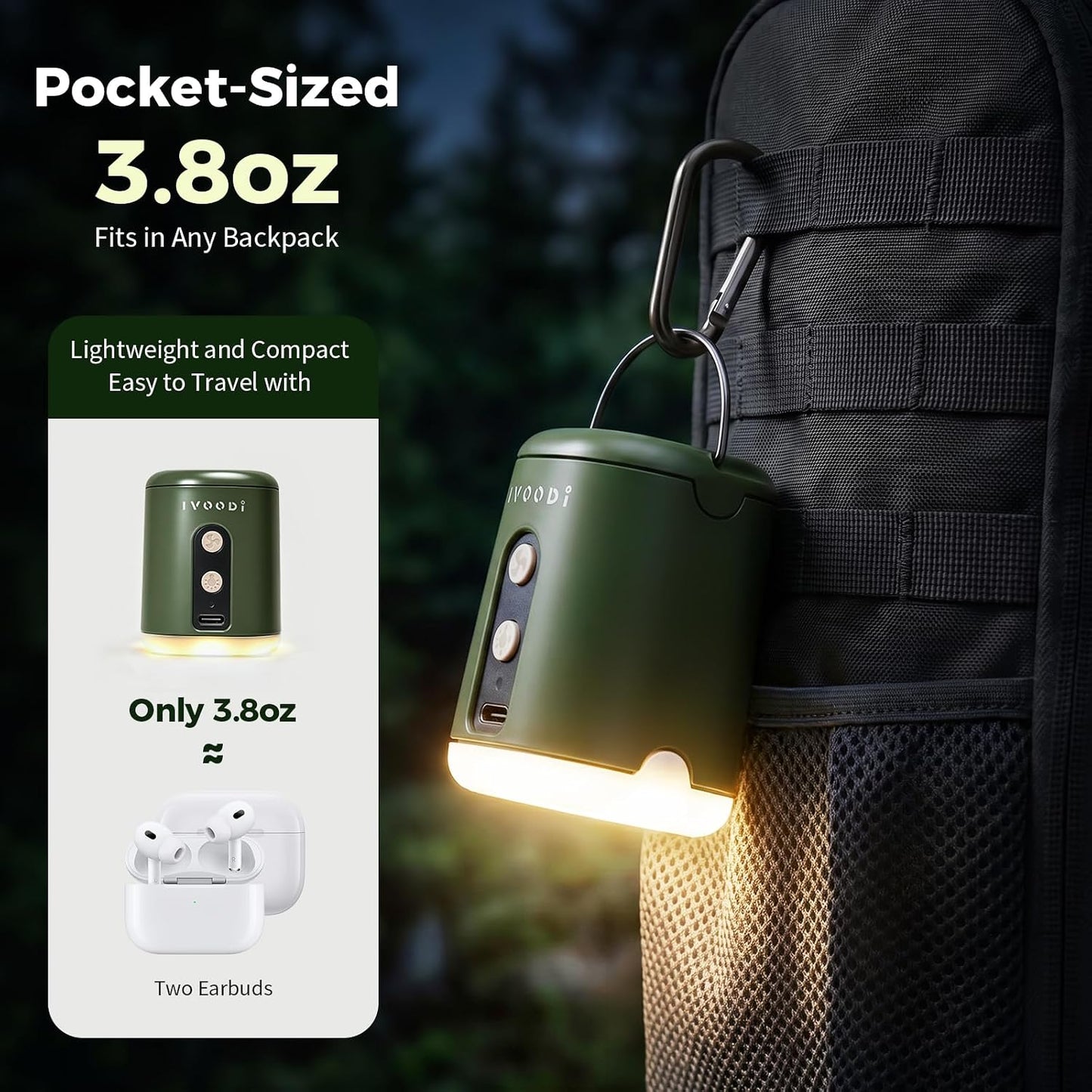 Portable Air Pump for Inflatables, 4500kPa Rechargeable, 4 Nozzles | 180L/Min Airflow | Inflate & Deflate| Built-In LED Camping Light| For Air Mattresses, Pool Floats, Sleeping Pads, Vacuum Bags
