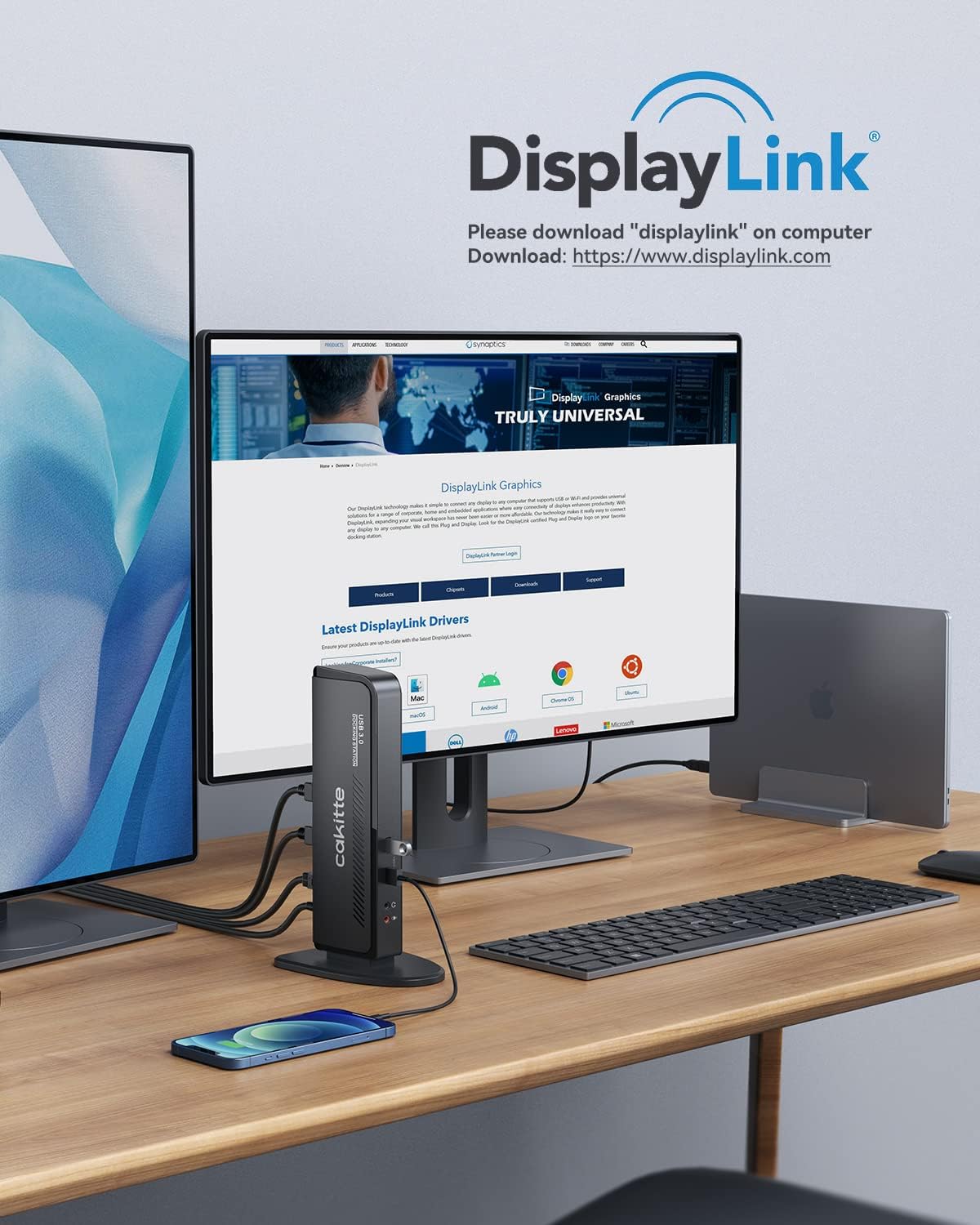 USB 3.0 Docking Station Dual Monitor, Universal Laptop Docking Station for MacBook & Windows