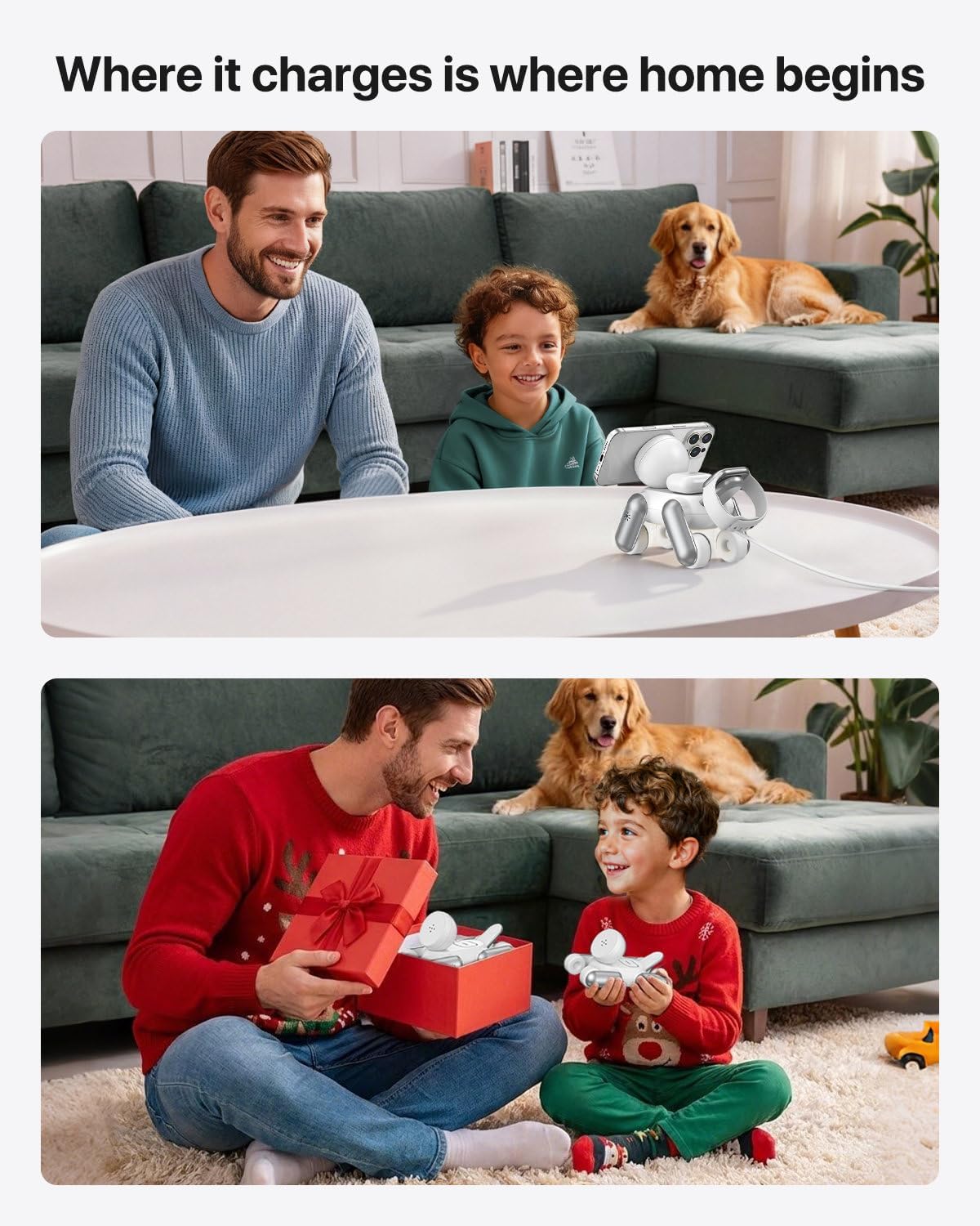 UEQ 3 in 1 Wireless Charging Station for Apple Devices,Foldable Cute Magnetic Mag-Safe Wireless Charger Stand with Night Light for iPhone 17 Air 16 15 14 13 12 Series,AirPods 4 3 2 Pro,Apple Watch
