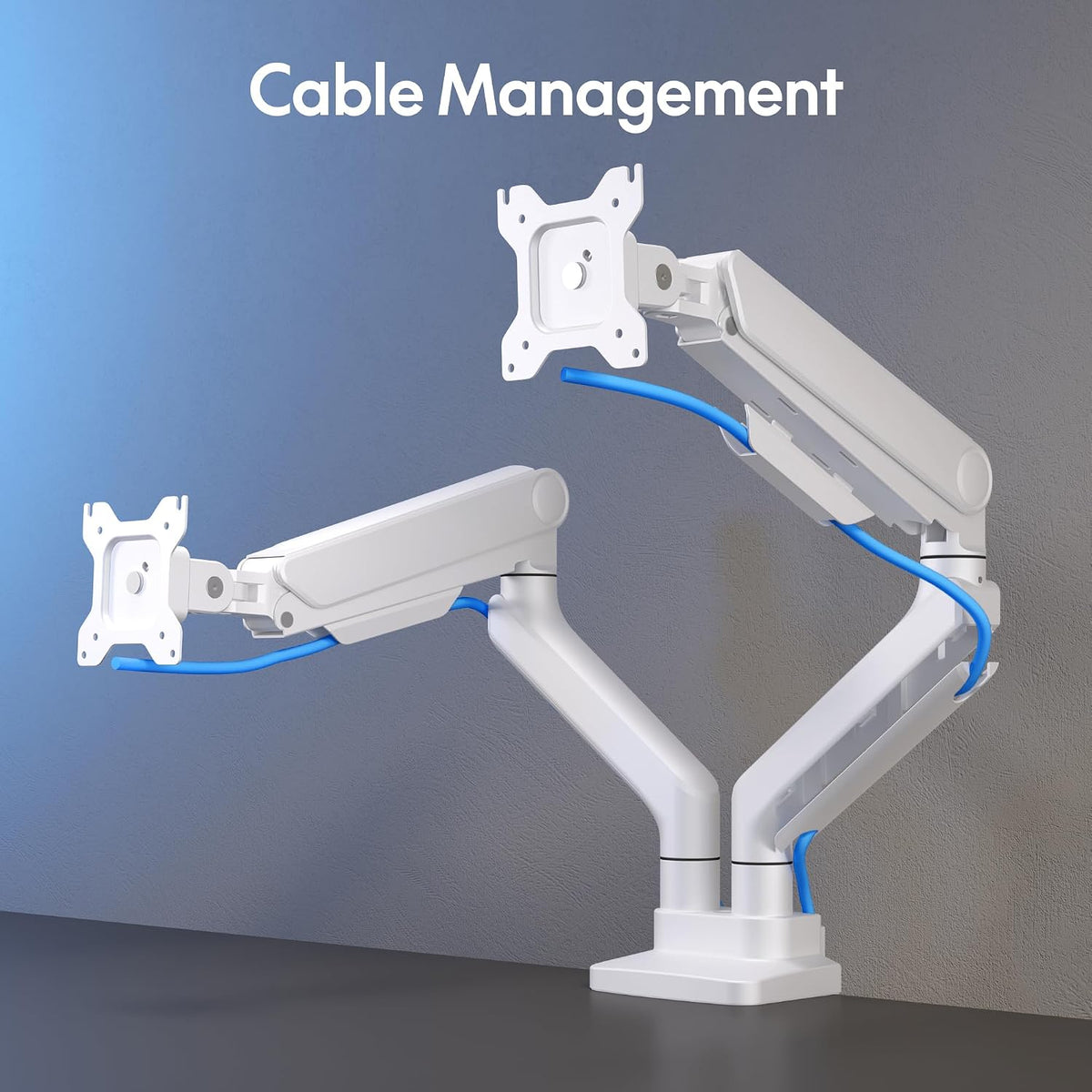 FlexiSpot Monitor Stand, Heavy Duty Dual Monitor Arm for Ultrawide Screen up to 39" and 44 Lbs, Adjustable Gas Spring Arm with C Clamp & Grommet Base for Gaming Office, 75/100 VESA Mount, White