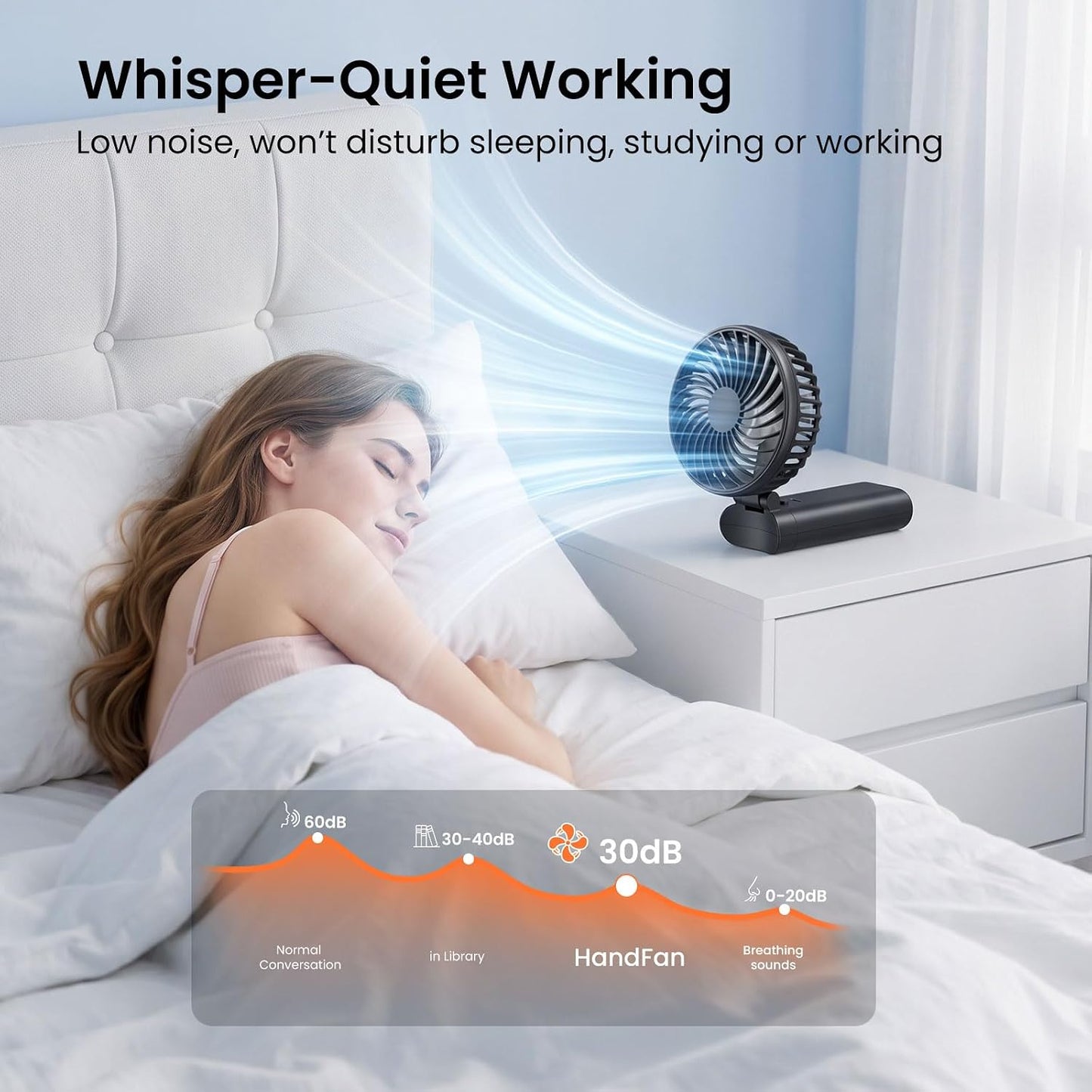 HandFan 2026 𝐔𝐩𝐠𝐫𝐚𝐝𝐞𝐝 Handheld Fan, Hands Free Necklace Fan with lanyard, 8000𝐦𝐀𝐡, 38 Hours Cooling Runtime,180° Foldable (Black)