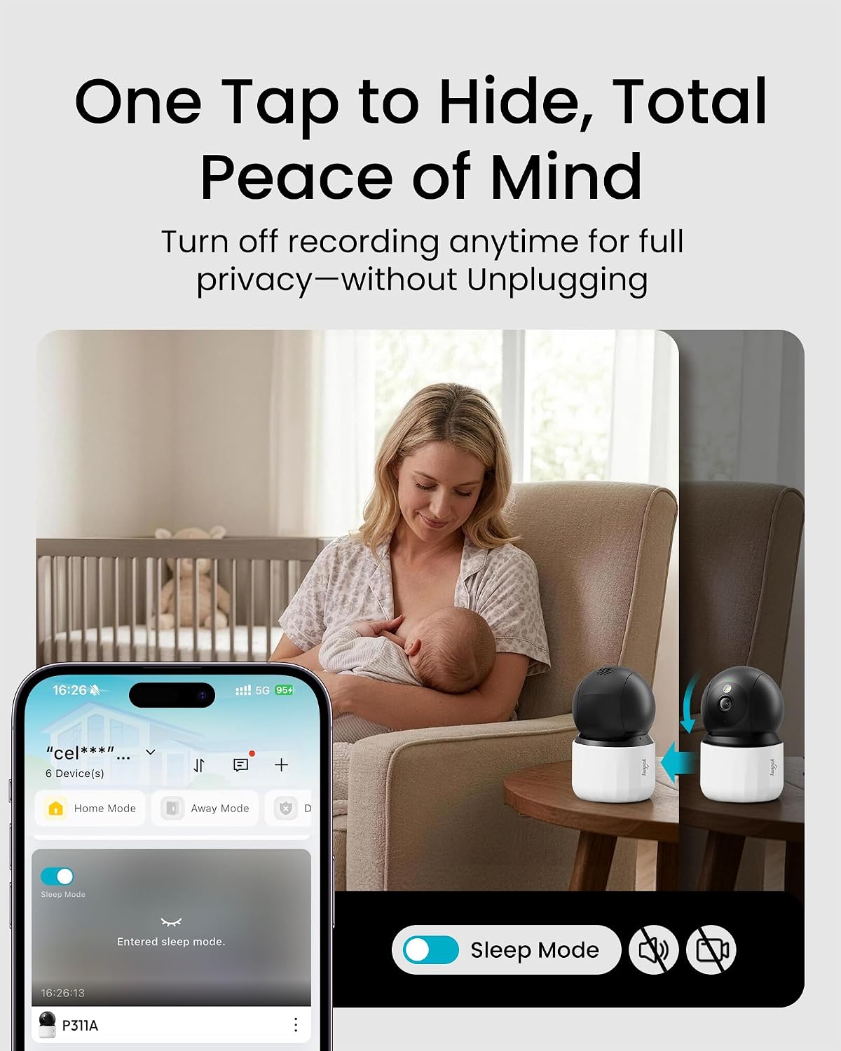 youkey 2K Indoor Secuirty Camera, 360° View Baby Monitor, Pet/Dog Camera