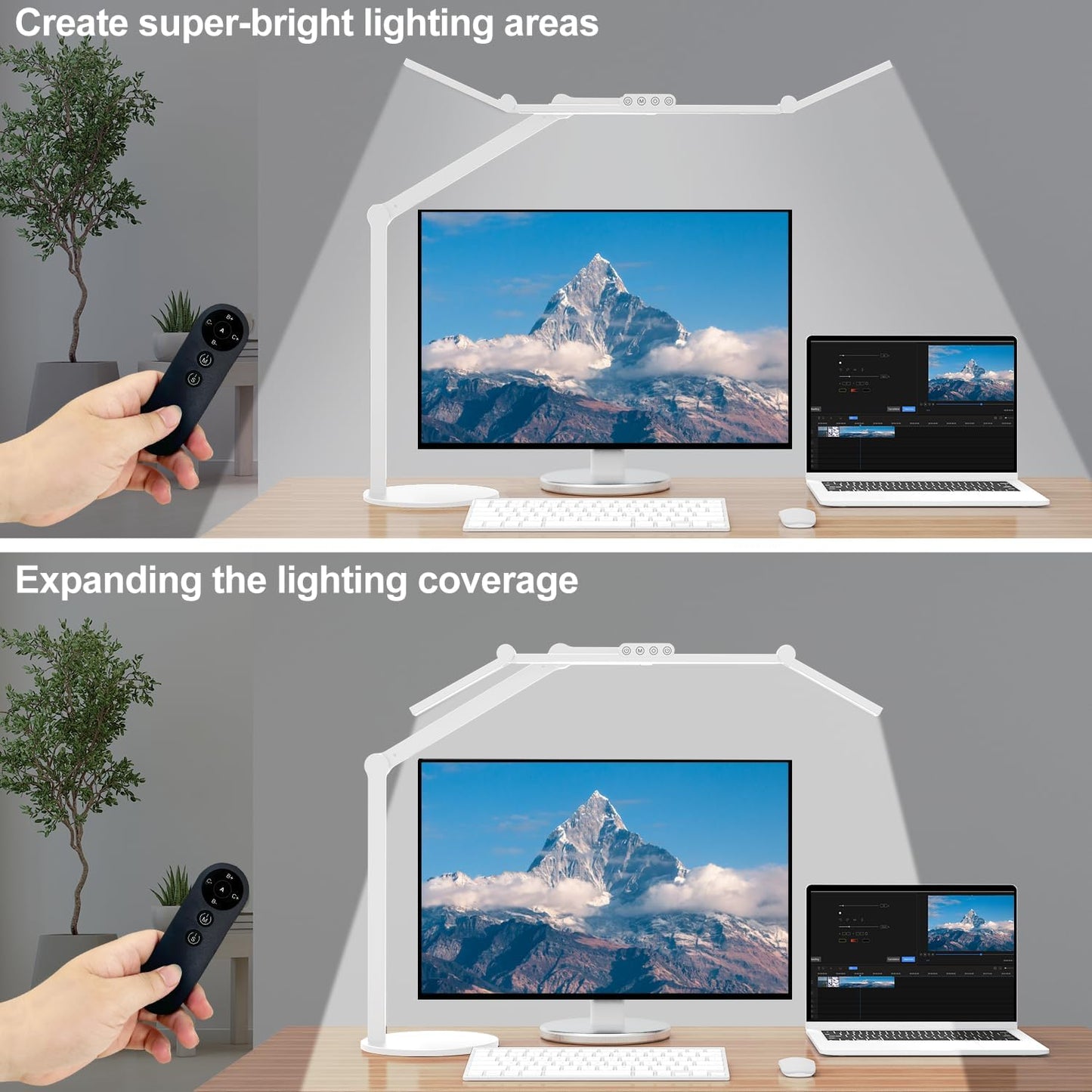 Architect Desk Lamp for Home Office, 24W Adjustable Led Desk Light with Remote, 1500LM Bright Dimmable Computer Table Light Rotatable Office Lamp with Base for Cafting Monitor