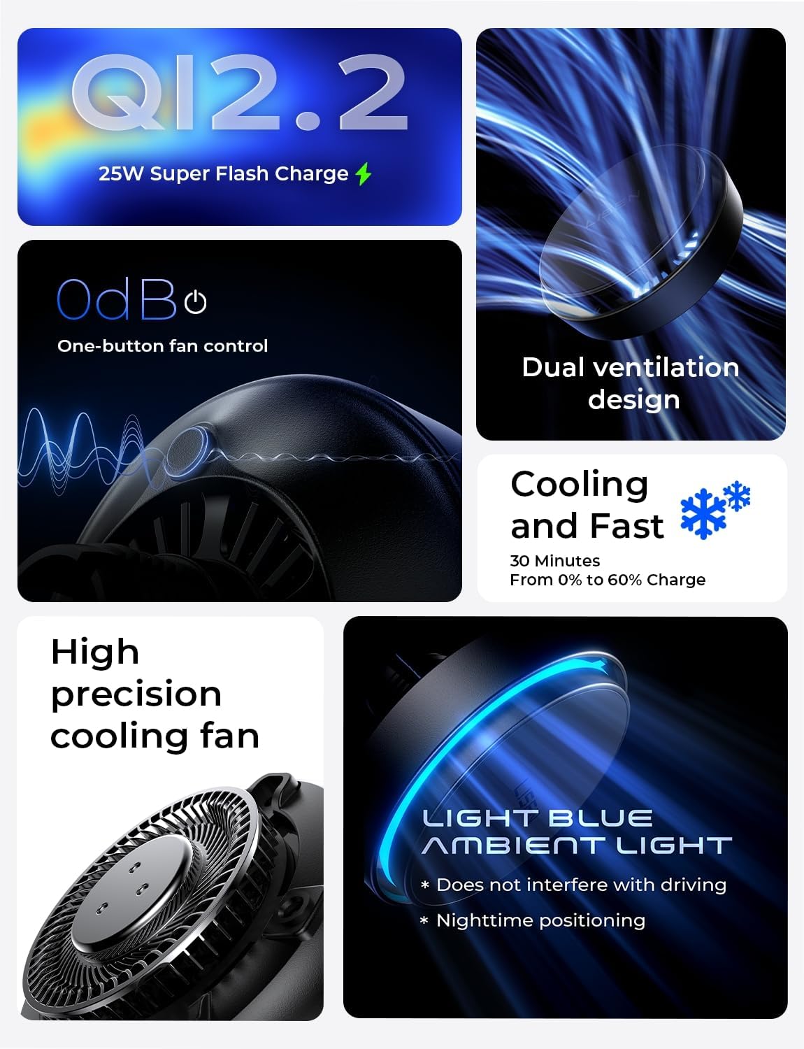 LISEN for Qi2.2 25W MagSafe Car Mount Charge,Cooling Fan,95W Fast Adapter | 3 IN 1 Fast Charging Mag safe Car Charger, iPhone Car Mount for Car Accessories for iPhone 17 Pro Max Air 16 15 14 13 12