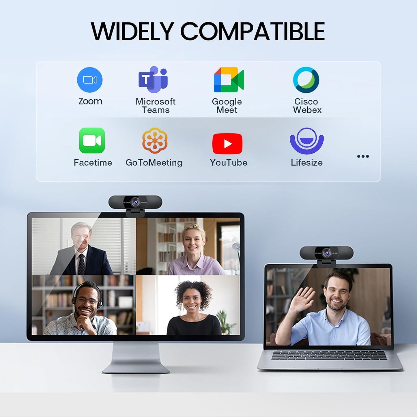 EMEET C960 1080P Webcam with Microphone, 2 Mics, 90° FOV, Computer Camera | USB Type-A & A-to-C Adapter, Fixed Focus, Plug&Play for Zoom/Teams/Facetime/YouTube/Google Meet/Switch 2 Camera, 2025 Version