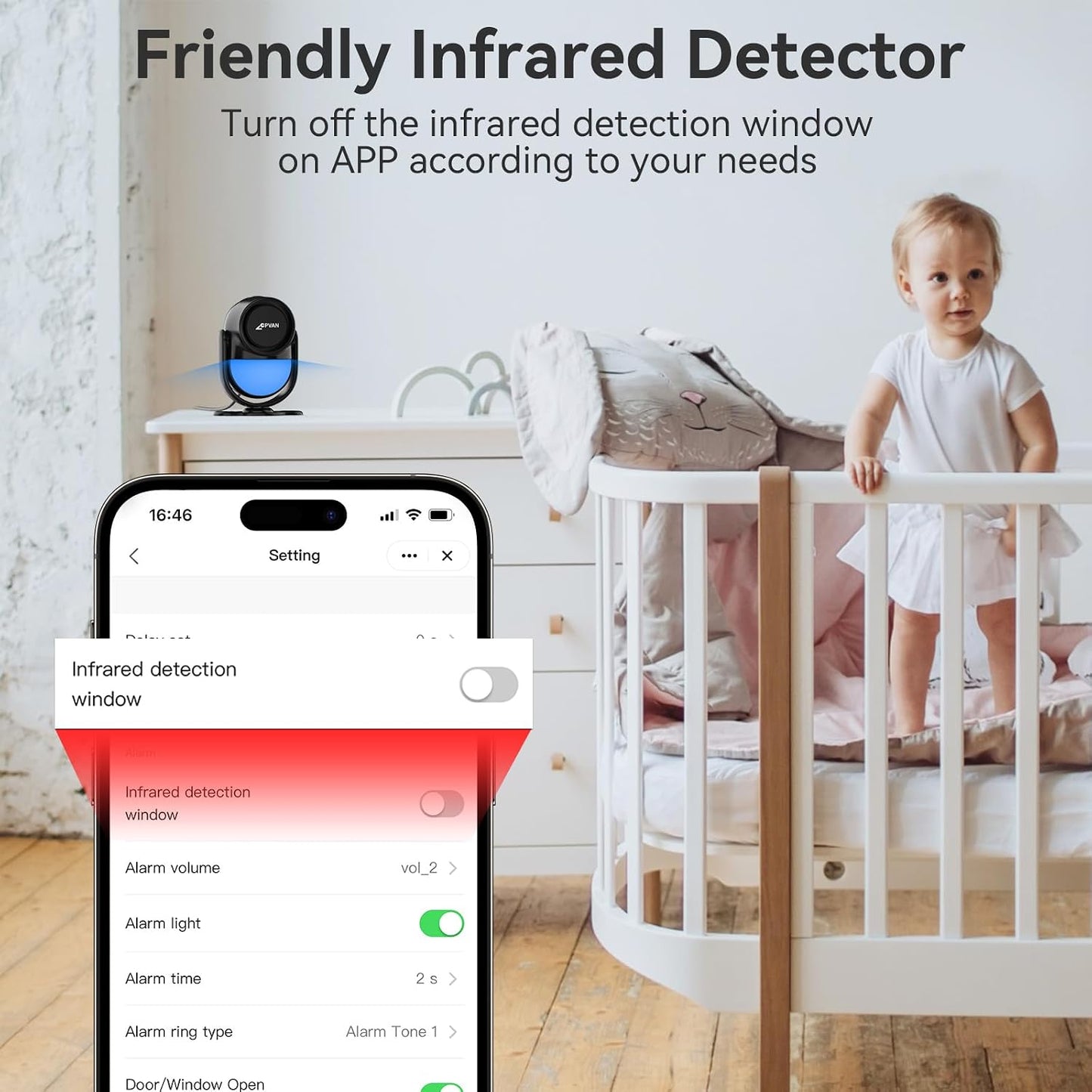 CPVAN WiFi Motion Sensor Alarm System, 125dB Smart PIR Motion Detector with 6 Door Window Sensors, Phone App Alerts, Wireless Indoor Home Security Kit, 2.4GHz WiFi, Black