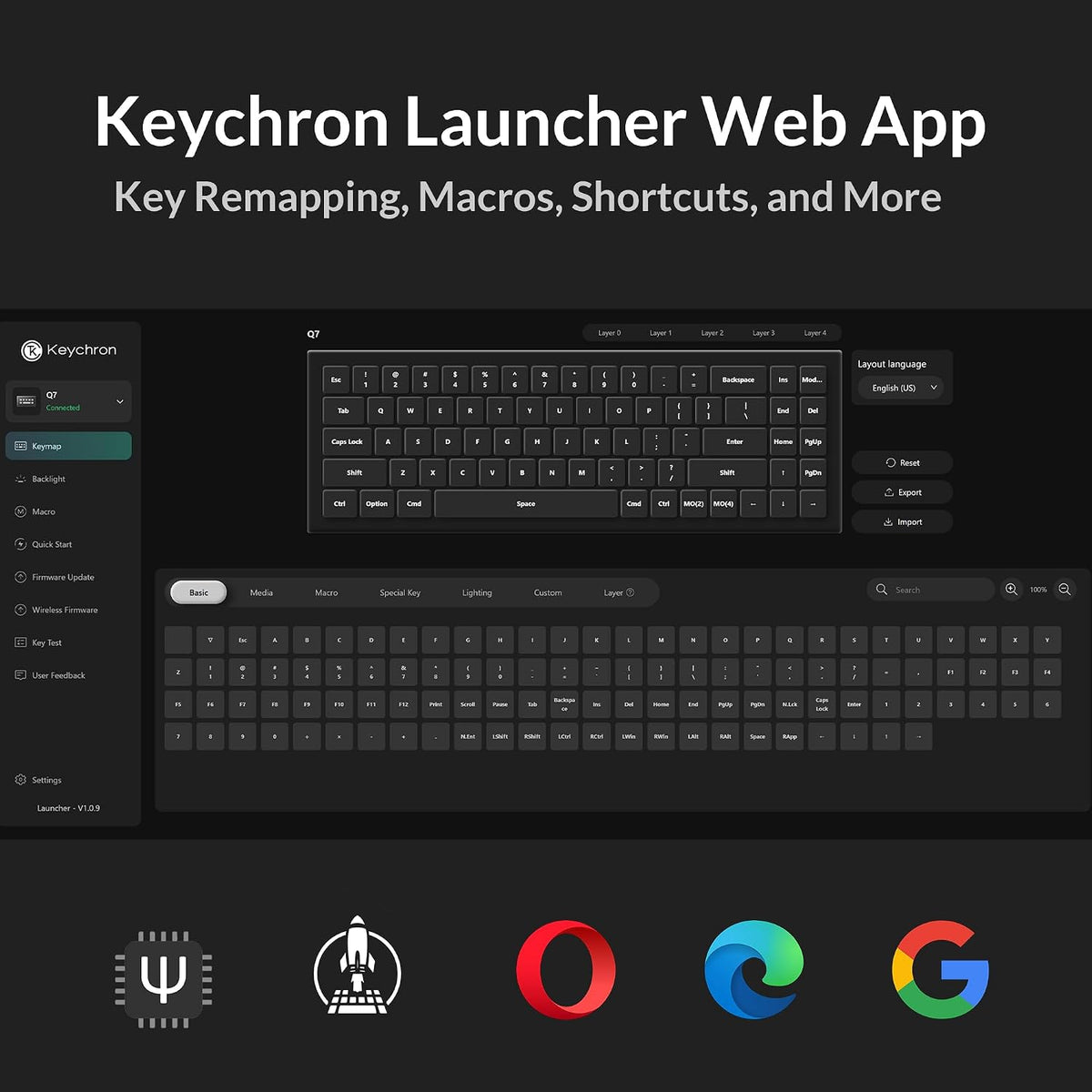 Keychron Q7 Wired Custom Mechanical Keyboard, 70% Layout QMK/VIA Programmable Macro with Hot-swappable Gateron G Pro Red Switch Double Gasket Compatible with Mac Windows Linux (Grey)
