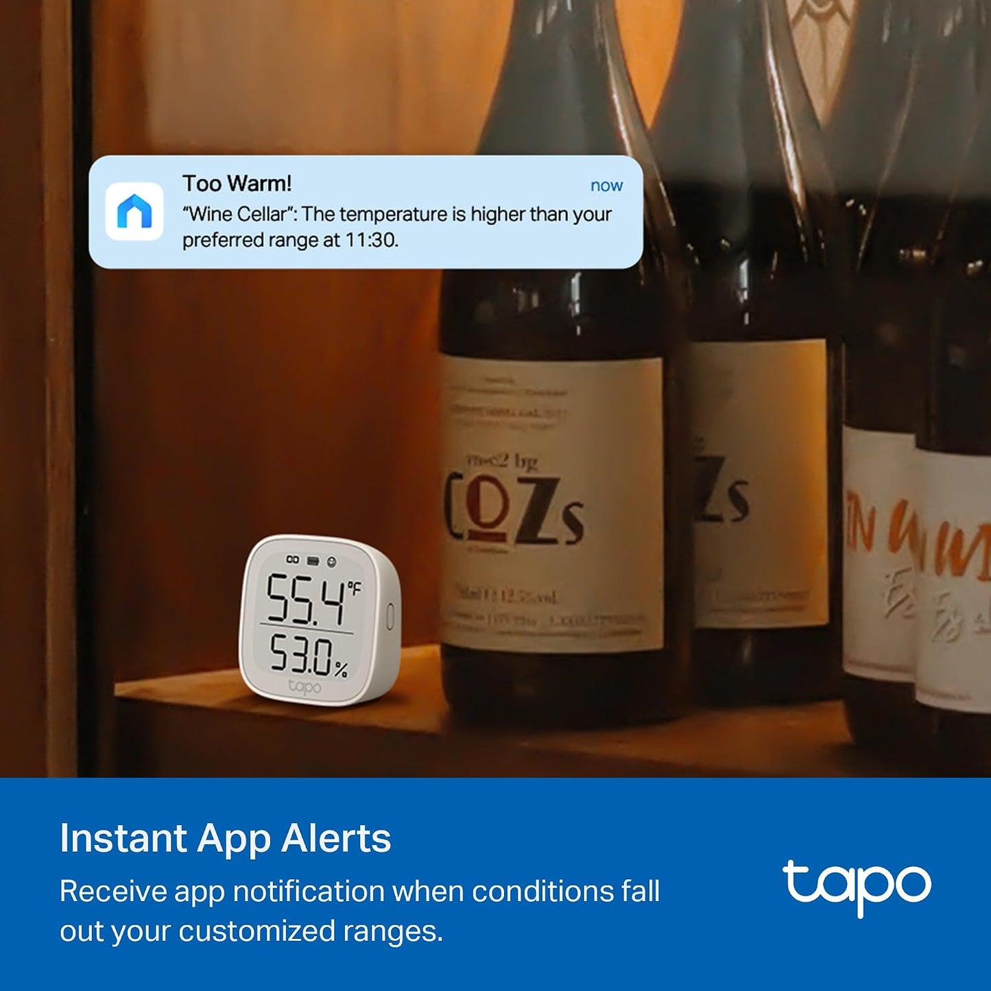 Tapo Smart Temperature and Humidity Monitor, 2.7" E-Ink Display, Swiss-Made Sensor, Real-Time Notification, Visual Graphics, Hub Required, White (T315)