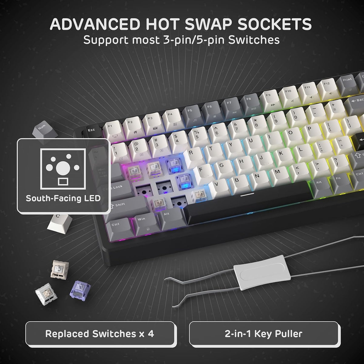 RK ROYAL KLUDGE F99 Wireless Mechanical Keyboard, Gasket Structure