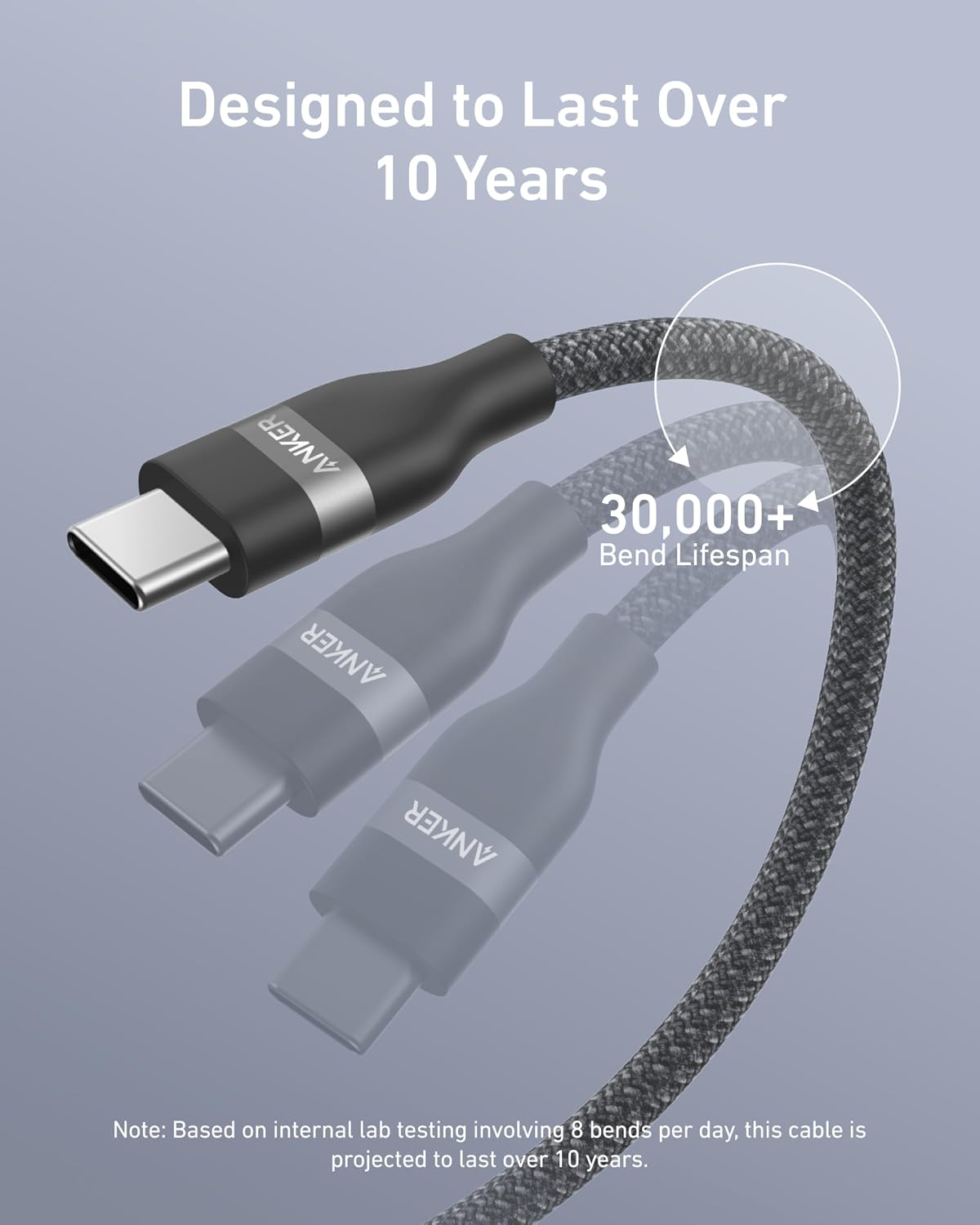Anker Nano USB C to USB C Cable, 240W Fast Charging Cable (10 ft, Black) | Flexible Multi-Color Braided Charger for iPhone 17 Series, MacBook Pro, and More