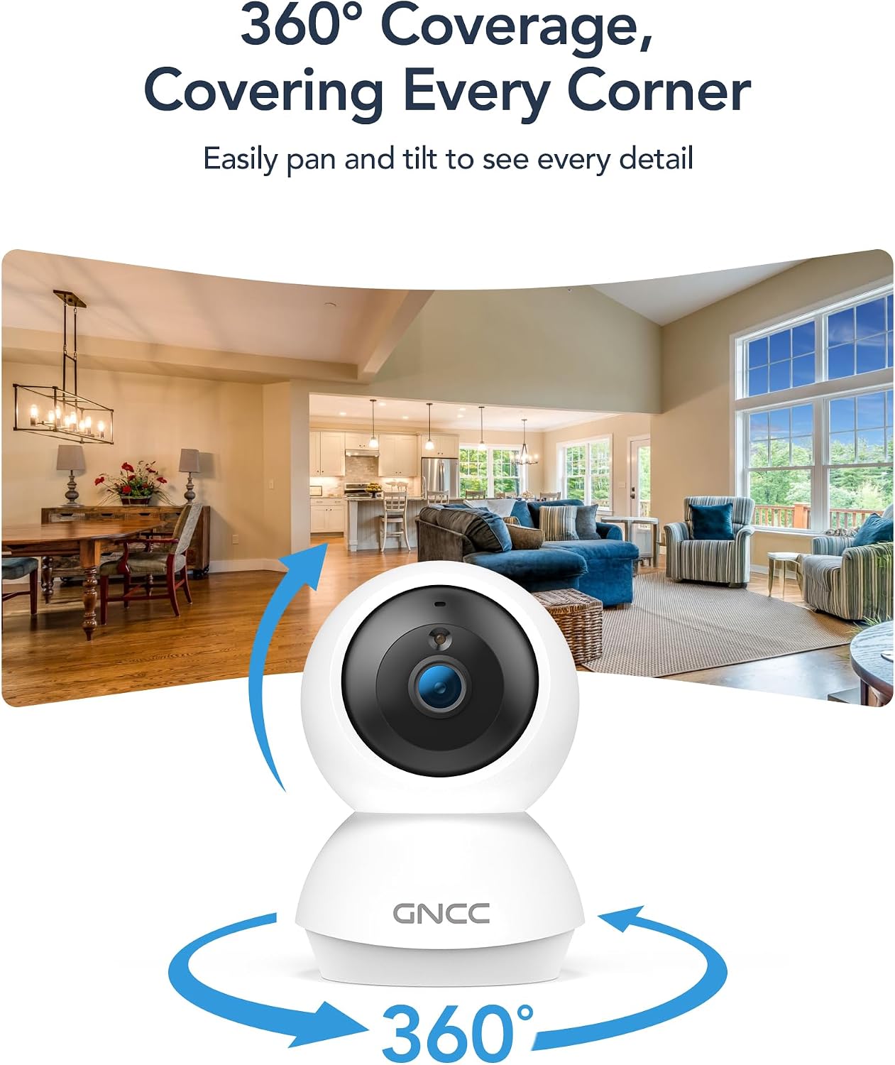 GNCC Cameras for Home Security, 5G WiFi Indoor Camera with 360 Rotate,4 Pack