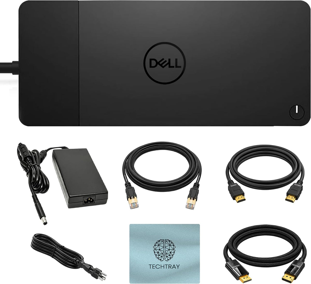 WD19DCS Dell Dual USB-C Dock Bundle, Dual Monitors, 240W Power Adapter, with TT Cables Each 2m, DisplayPort, HDMI, USB4-C, Ethernet & 3-Year Warranty