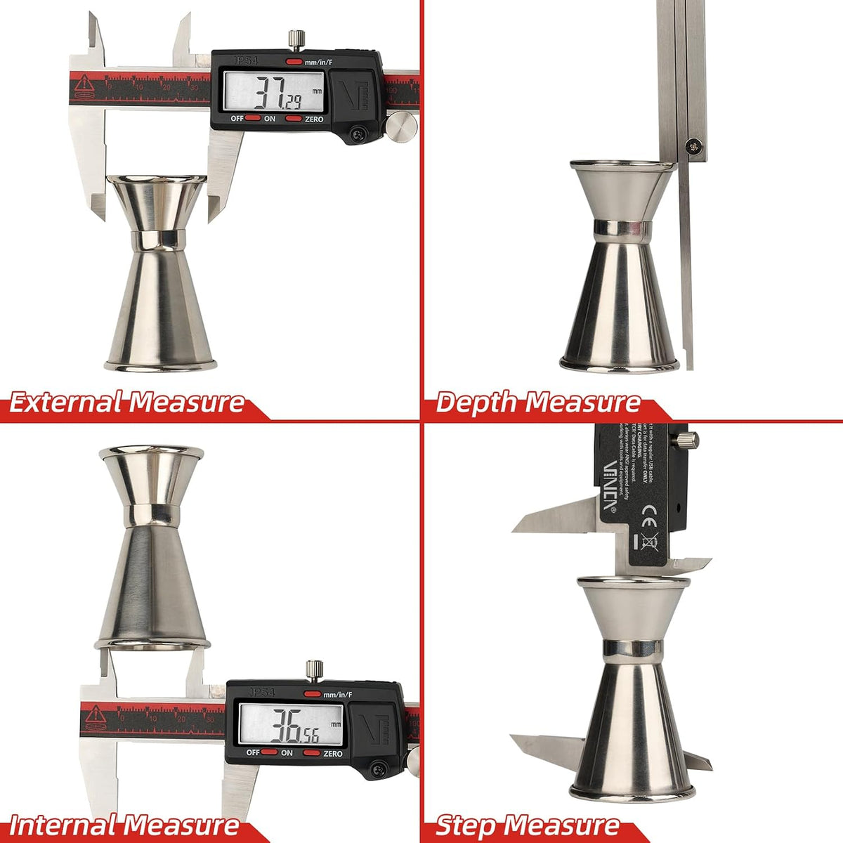 IP54 Grade Digital Caliper, DCLA-0605 6 Inch/150mm, Inch/Millimeter/Fraction Conversion, Stainless Steel, Large LCD Screen