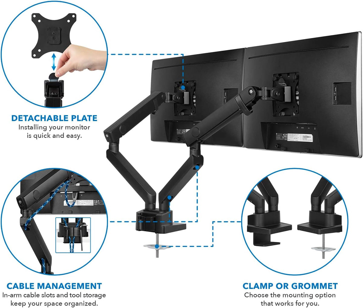 Mount-It! Dual Monitor Arm Desk Stand, 24-32" Screens