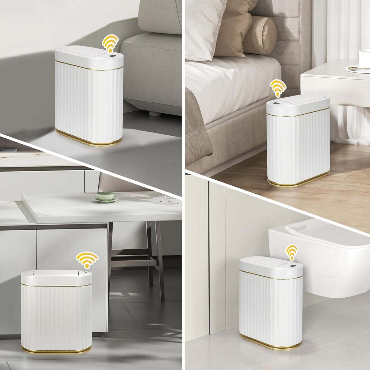 ELPHECO Motion Sensor Bathroom Trash Can with Lid 2 Gal Automatic Trash Can