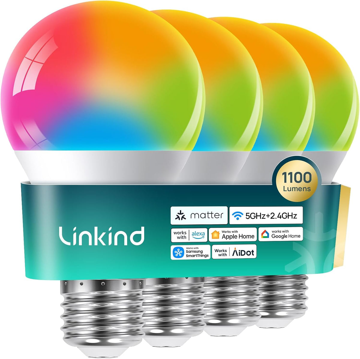 Linkind Matter Smart Bulbs 5GHz, Compatible with Alexa/Apple Home/Google