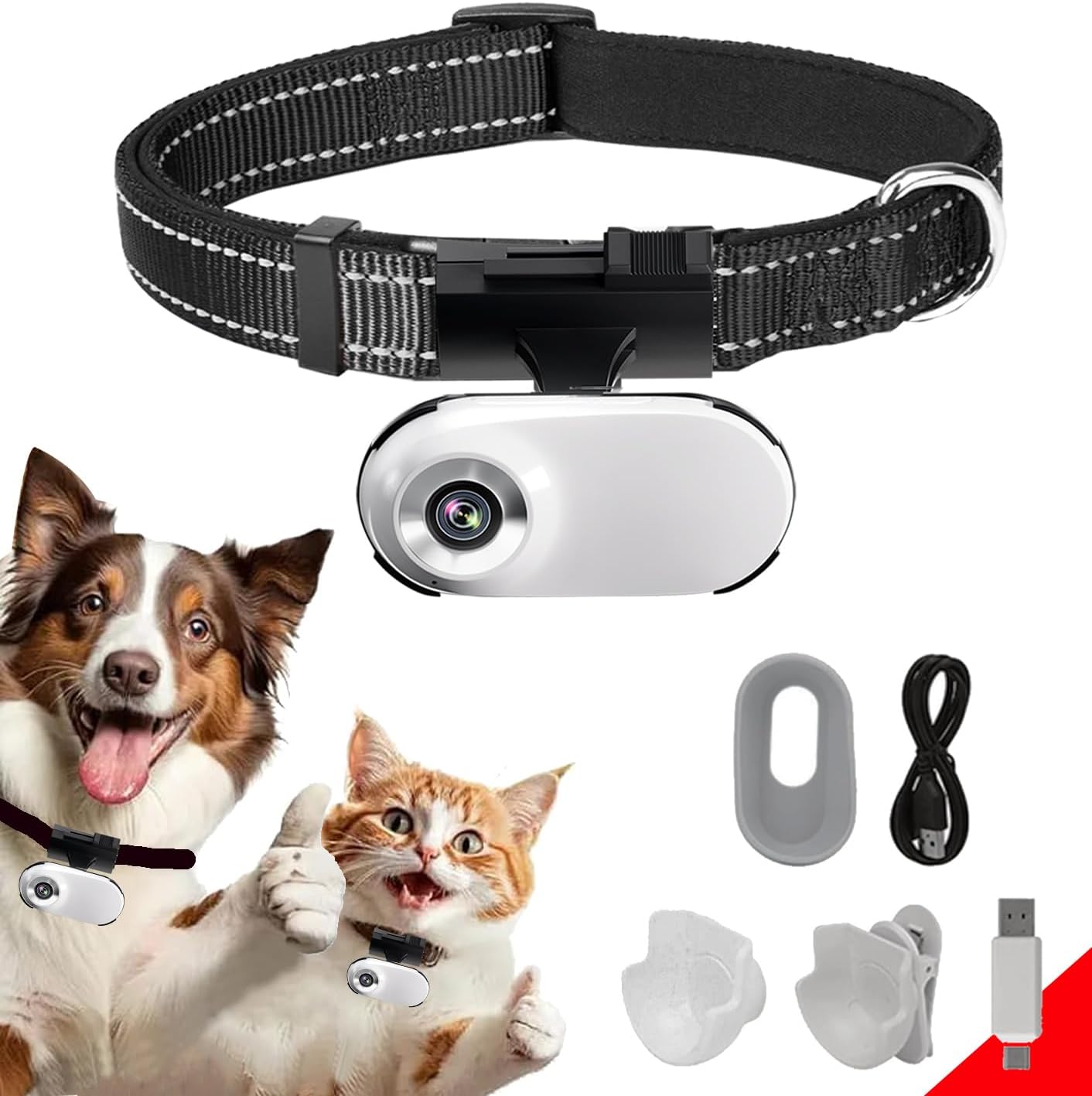 HD 1080P Cat POV Camera Collar with Video Record, Mini Small Sports Video Cameras, Body Cam Outdoor/Inoor No WiFi, Unique Pet Supplies Gift for pet Owners, Dog Moms, cat dads, Ideal Gift