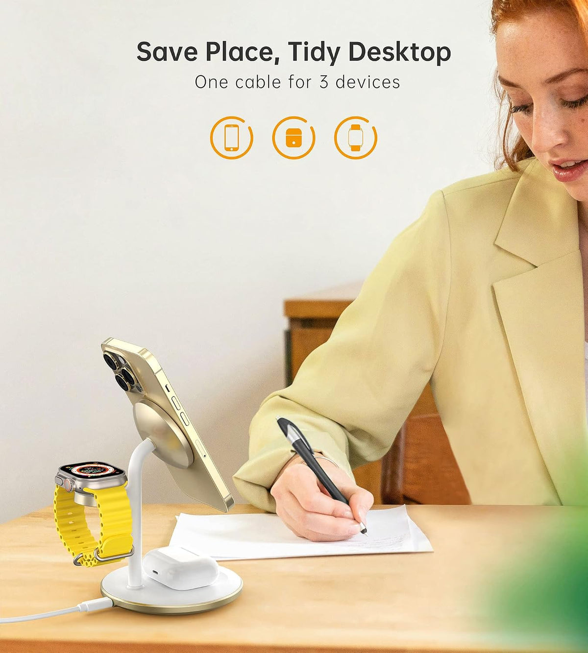 XooFly 3 in 1 Magnetic Wireless Charging Station for Apple Devices,15W