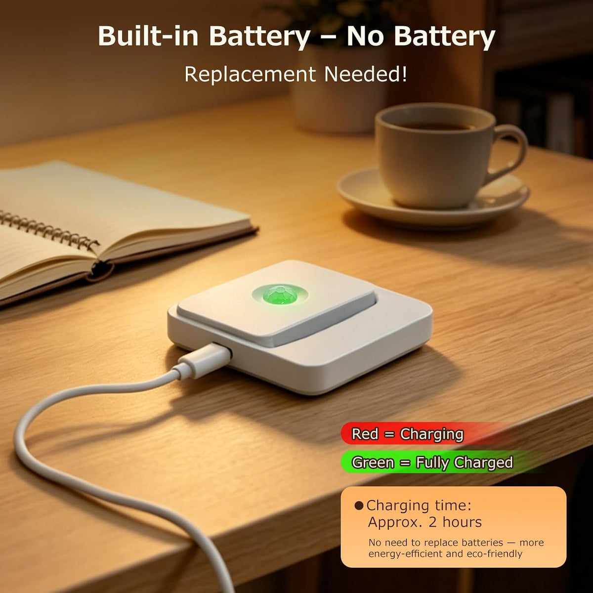Backlit Warm White Rechargeable Motion Sensor LED Foot Light Auto On/Off