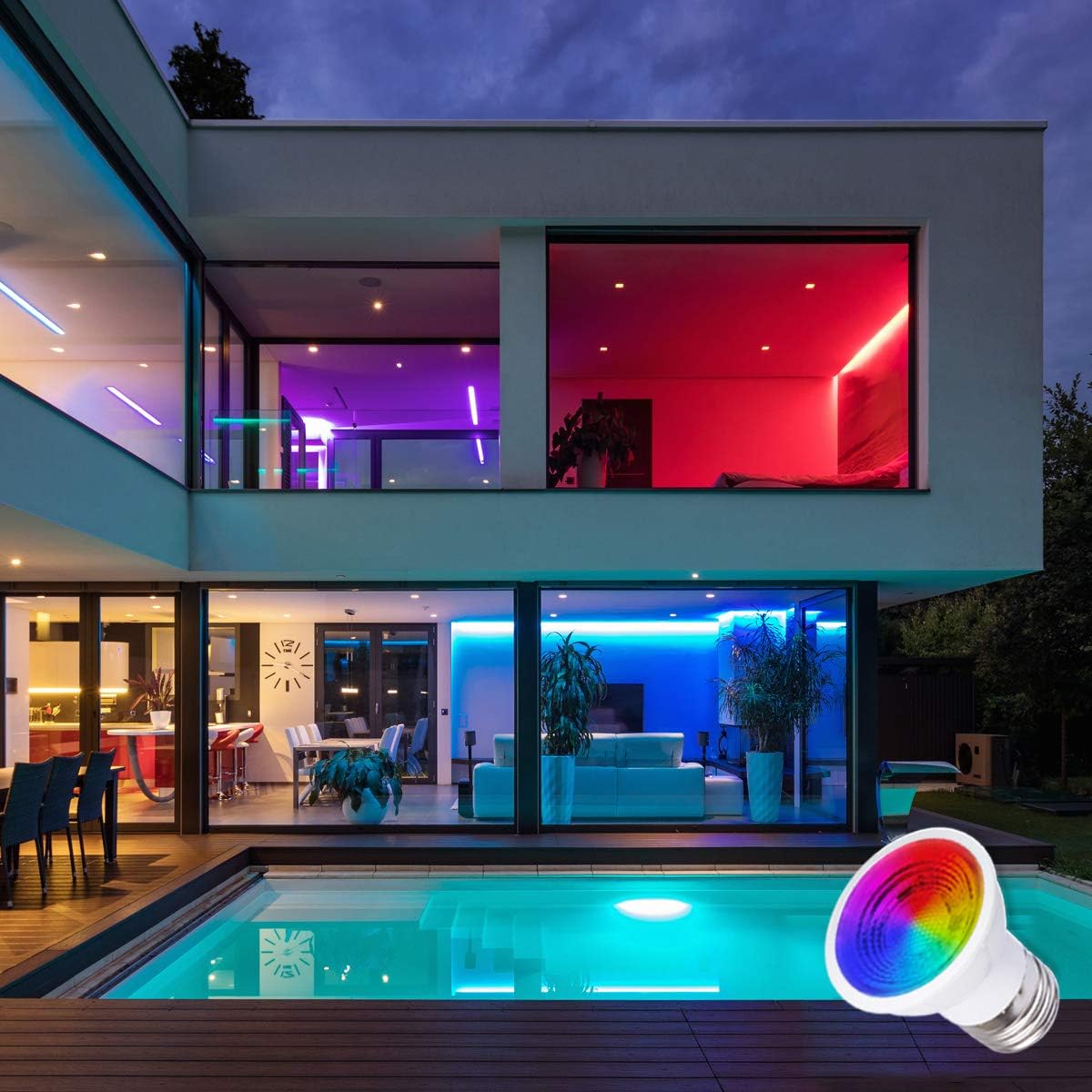 ILC PAR16 LED Light Bulbs 40 Watt Equivalent Color Changing E26 Screw Beam Angle 45°, 12 Colors Warm White 2700K RGB LED Spot Light Bulb with 5W Remote Control 120V (Pack of 4)
