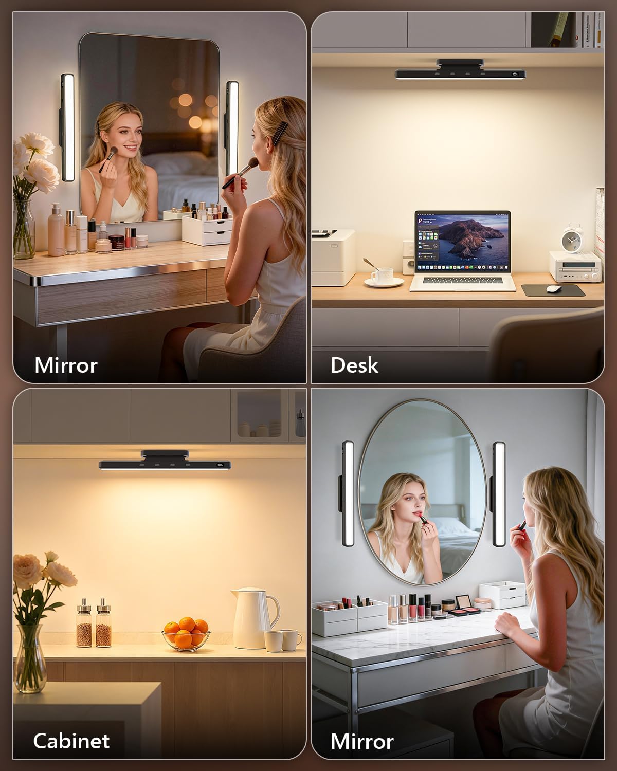 WILLED 3W Mirror Lights with Remote Control,Eye-Friendly Magnetic Light Bar with Battery Level Display,Adjustable Color Temperatures Vanity Lights for Mirror,Makeup Lighting for Bathroom(2 Pack)